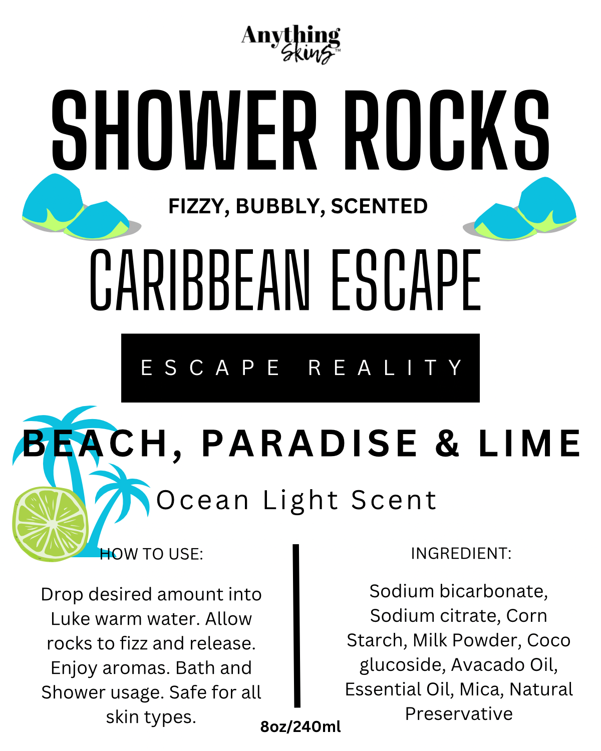 Caribbean Escape Shower Rocks-Anything Skins